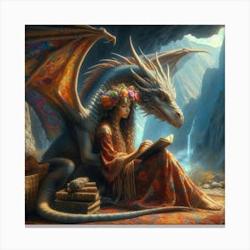 Dragon And A Girl Canvas Print