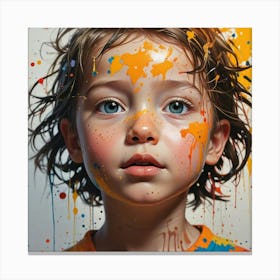 Child With Paint Splatters 1 Canvas Print