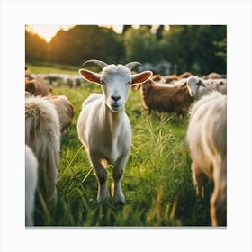 Goats On A Farm 1 Canvas Print