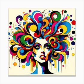 Colorful Girl With Colorful Hair Canvas Print