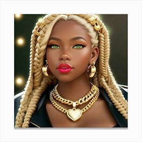 Black Woman With Braids 1 Canvas Print