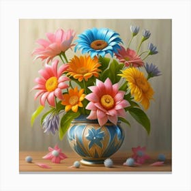 Flores 3d Render Painting Canvas Print