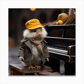 Chick On A Piano Canvas Print