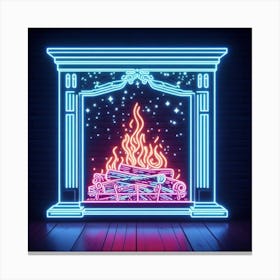 Neon Fireplace 5 Canvas Print