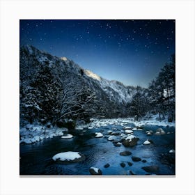 Firefly 8k, Top Quality, Pitch Black, Midnight, Dark Night, Snow Covered, Mountain Forests, Deep Val (10) Canvas Print