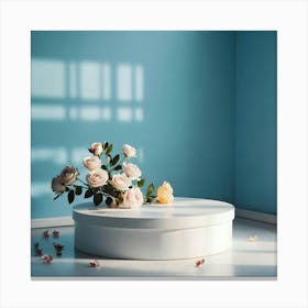 White Box With Flowers Canvas Print