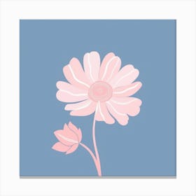 A White And Pink Flower In Minimalist Style Square Composition 200 Canvas Print