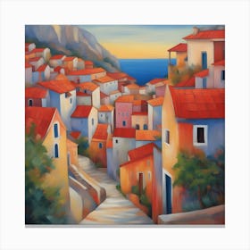Greece Town Abstract Canvas Print