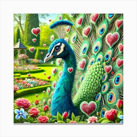 Peacock In The Garden Canvas Print