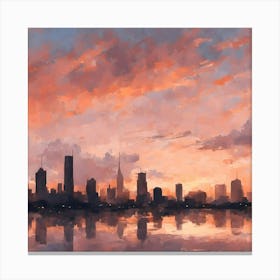 Sunset In Chicago Canvas Print