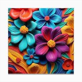 Colorful Flowers In A Vase Canvas Print