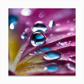 A Close Up Of A Delicate Glas On A Vibrant Flower Petal, Showcasing Its Reflective Surface And Intri Canvas Print