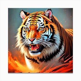 Tiger On Fire 2 Canvas Print