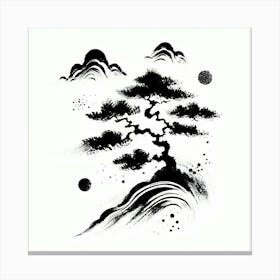 Chinese Ink Painting Bonsai Tree 1 Canvas Print