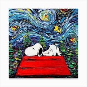 dog sleep house Vincent Van Gogh S Starry Night Parody Canvas Print
