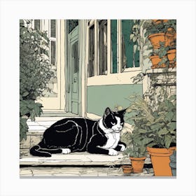 Cat In The Garden 1 Canvas Print