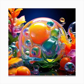 3d Bubbles Colors Dimensional Objects Illustrations Shapes Plants Vibrant Textured Spheric (19) Canvas Print