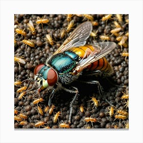 Flies Insects Pest Wings Buzzing Annoying Swarming Houseflies Mosquitoes Fruitflies Maggot Canvas Print