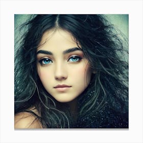 Exotic Girl With Blue Eyes Canvas Print