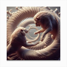 Lions In A Spiral Canvas Print