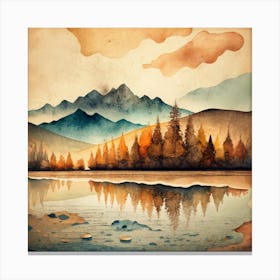 Watercolor Landscape With Trees Canvas Print