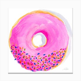 Pink Donut Square Canvas Print