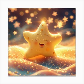 In The Heart Of A Softly Glowing Cosmos, A Whimsical Star With A Joyful, Childlike Face Shines Brightly Leinwandbild