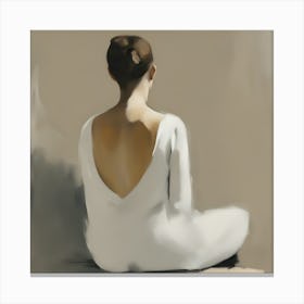 Woman Sitting In White Dress Canvas Print