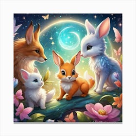 Cute wall decor of Foxes Canvas Print