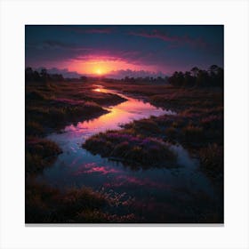 Sunset In The Marsh 3 Canvas Print