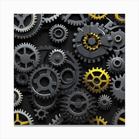 Gears On Black Background 10 Canvas Print