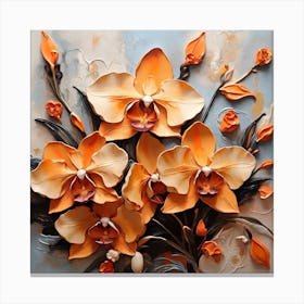 Pattern with Orange Orchid flowers 1 Canvas Print