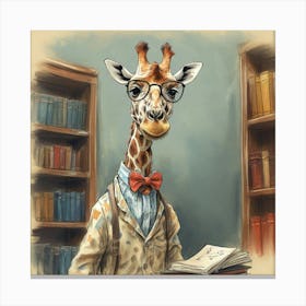 Giraffe In Glasses Canvas Print