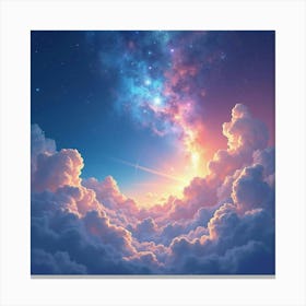 Celestial Watercolor With Swirling Cosmic Clouds 1 Canvas Print