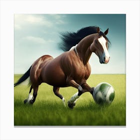 Horse Kicking Soccer Ball Canvas Print