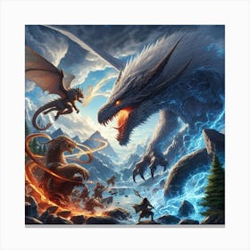 Dragons Fighting Canvas Print