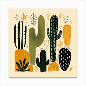 Rizwanakhan Simple Abstract Cactus Non Uniform Shapes Petrol 85 Canvas Print