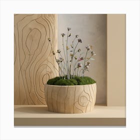 Moss In A Wooden Bowl Canvas Print