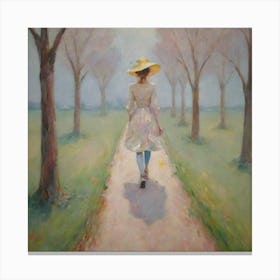 Girl In A Yellow Hat Canvas Print