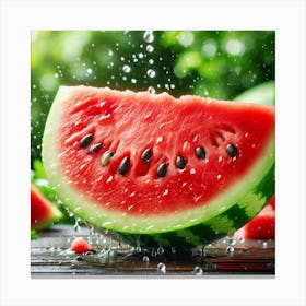 Watermelon With Splashing Water Canvas Print