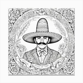 Mexican Man In Sombrero Canvas Print