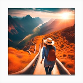 Woman Hiking In The Mountains 1 Canvas Print