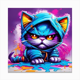 Purple Cat With Blue Eyes 12 Canvas Print