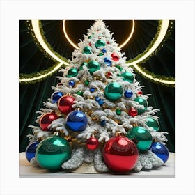 A Stunningly Detailed 3d Render Of A Majestic Snow White Christmas Tree 1 Canvas Print