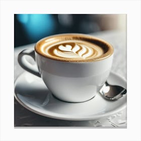 Coffee Cup With Latte Art Canvas Print