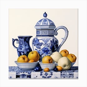 Still Life Delft Tile Illustration 4 Canvas Print