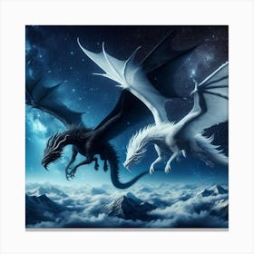 Two Majestic Dragons 1 Canvas Print