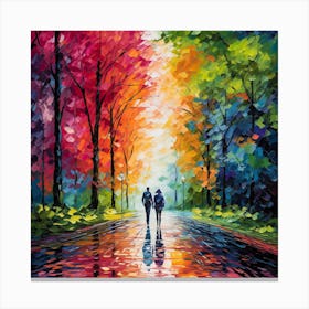 Couple Walking In The Rain 2 Canvas Print