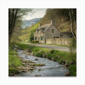 Cottage By The Stream 5 Canvas Print