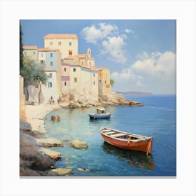 Golden Riviera: Impressionist Serenity on the Italian Coast Canvas Print